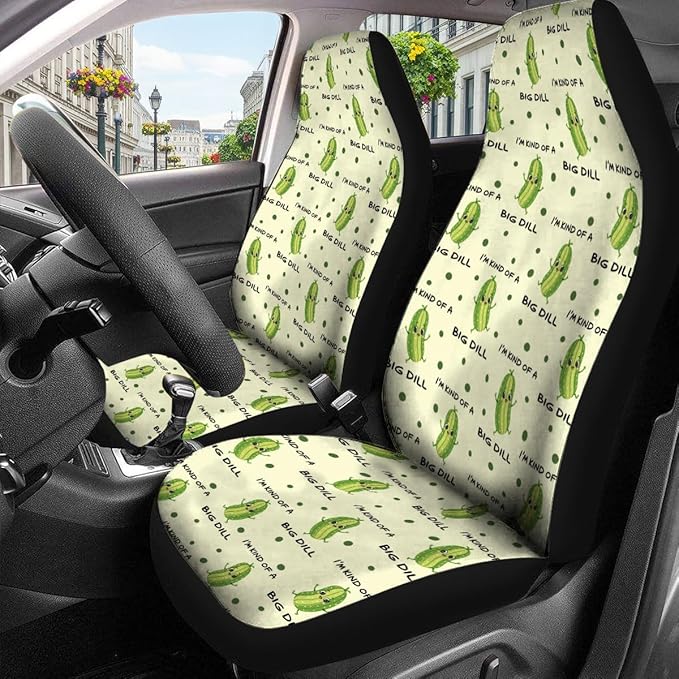 GENANY Pickle Car Seat Covers Set of 2, Breathable Front Seat Covers for Truck Sedan SUV, Funny Car Accessories, Funny Pickle Gift for Women Men