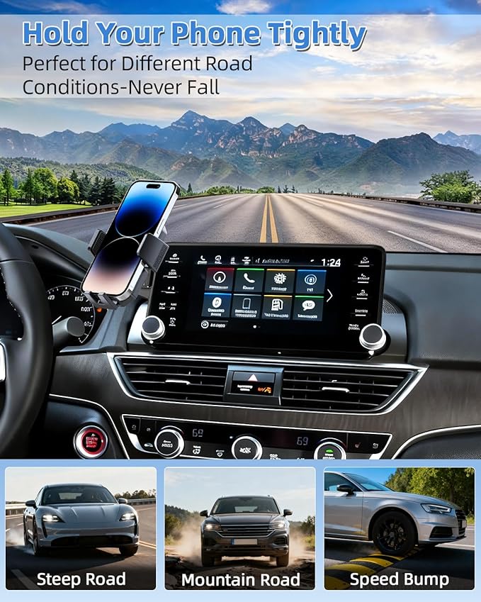 PZK Car Phone Mount for Honda Accord 2018-2022 Sport SE/EX/EX-L/Touring/LX Accessories 10th Gen Accord Only for 8-inch Screen 360° Rotation Auto Lock Phone Holder with Stroage Box Not Affect Vent
