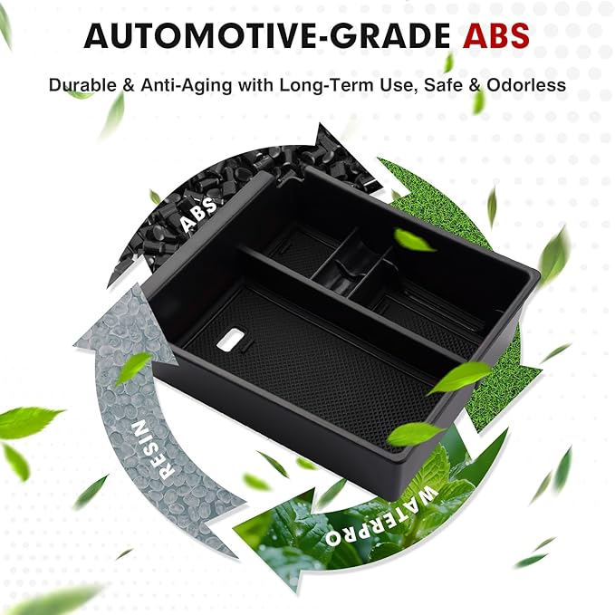 Autorder Center Console Organizer for 2022-2026 Hyundai Santa Cruz Accessories Car Armrest Storage Box Middle Console Tray Container with Black & Red Non-Slip Silicone Mats