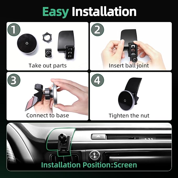 Phone Mount for Toyota RAV4 (2013-2018), 15W Wireless Car Charger, Magnetic Phone Holder, Dashboard Hands Free Mobile Holder, 360° Adjustable, 2014 2015 2016 2017 Rav4 Interior Accessories