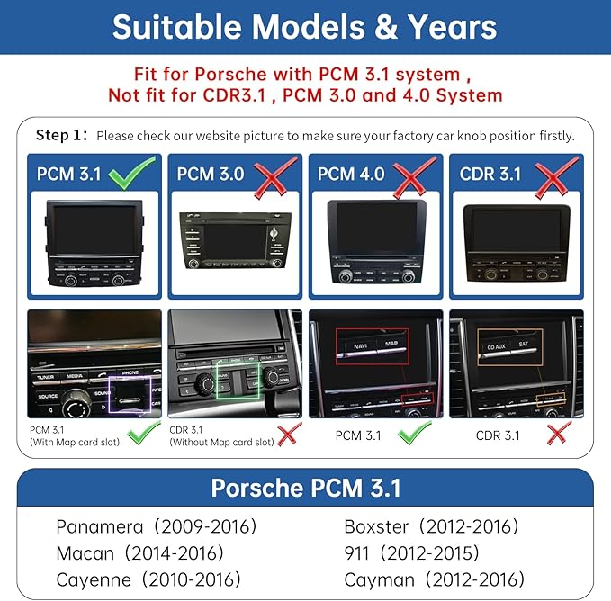 Road Top Wireless CarPlay Android Auto Retrofit Kit for Porsche PCM 3.1 (2010–2016) | CarPlay Interface Decoder for Panamera Macan Cayenne 911 Boxster Cayman | Support MirrorLink, OEM Control, Camera