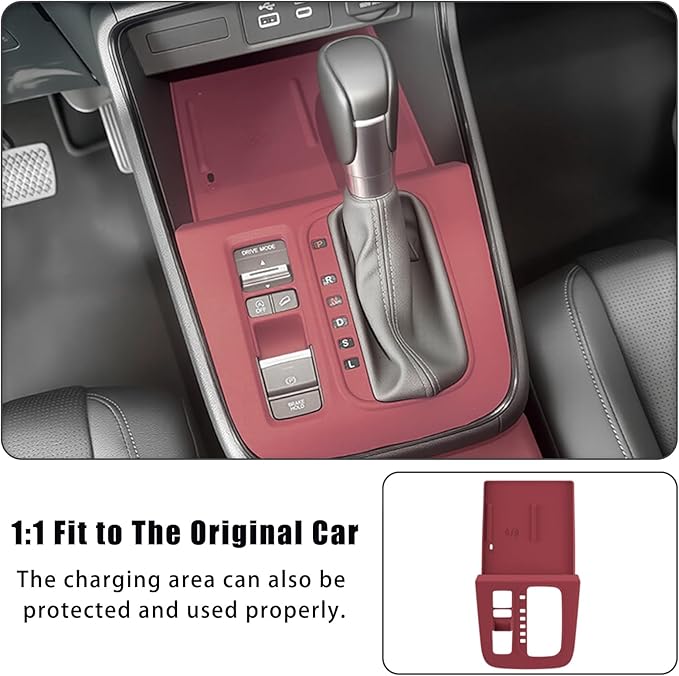 Silicone Gear Shift Panel Trim Cover for 2025 2026 Honda CRV Accessories Anti-Scratch Center Console Water Cup Holder Wireless Charging Protector Pad with CR-V 2023 2024(Not for Hybrid)-Red