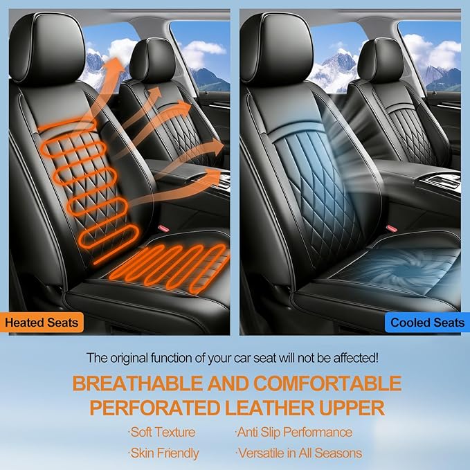 Fit for Equus Seat Covers Compatible with Hyundai Equus 2011-2016 - Waterproof Breathable Leather Automotive Seat Cushions Protector,Airbag Compatible,Full Set 5 Seats(Black)