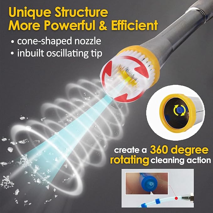 Car Cleaning Gun - High Pressure Air Blow Interior Detailing Kit With Air Duster Blower - Compressor Needed Tools (Silver)