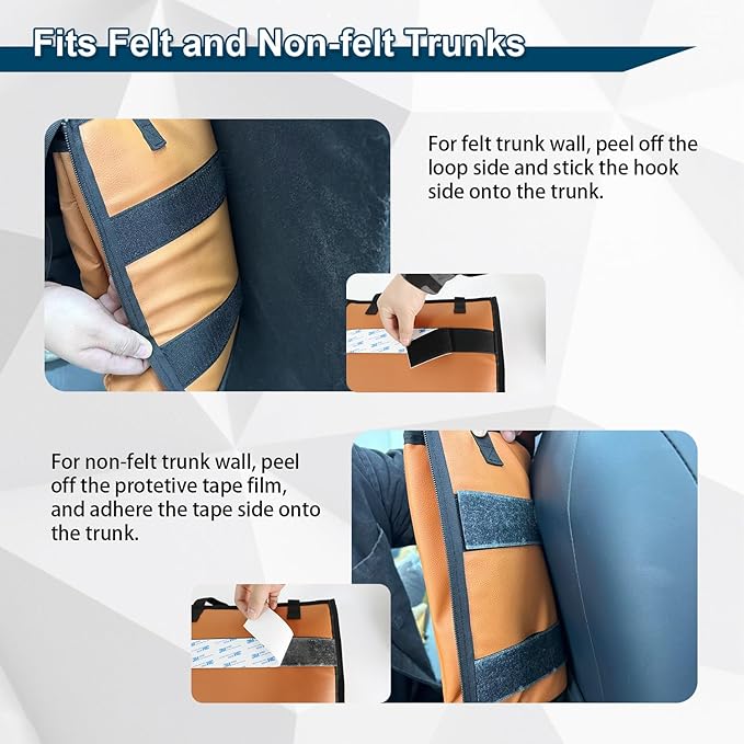 Deluxe Leather Trunk and Backseat Organizer for Car SUVs & RVs, Detachable Storage Modules with Built-in Cooler, Patent Pending (Orange)