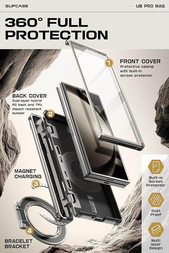 SUPCASE for Z Fold 6 Case with S Pen Holder [UB Pro Mag] [Compatible with MagSafe] [Military Grade Protection] [Built-in Screen Protector & Magnetic Ring Holder] Rugged Shockproof Phone Case, Tigray