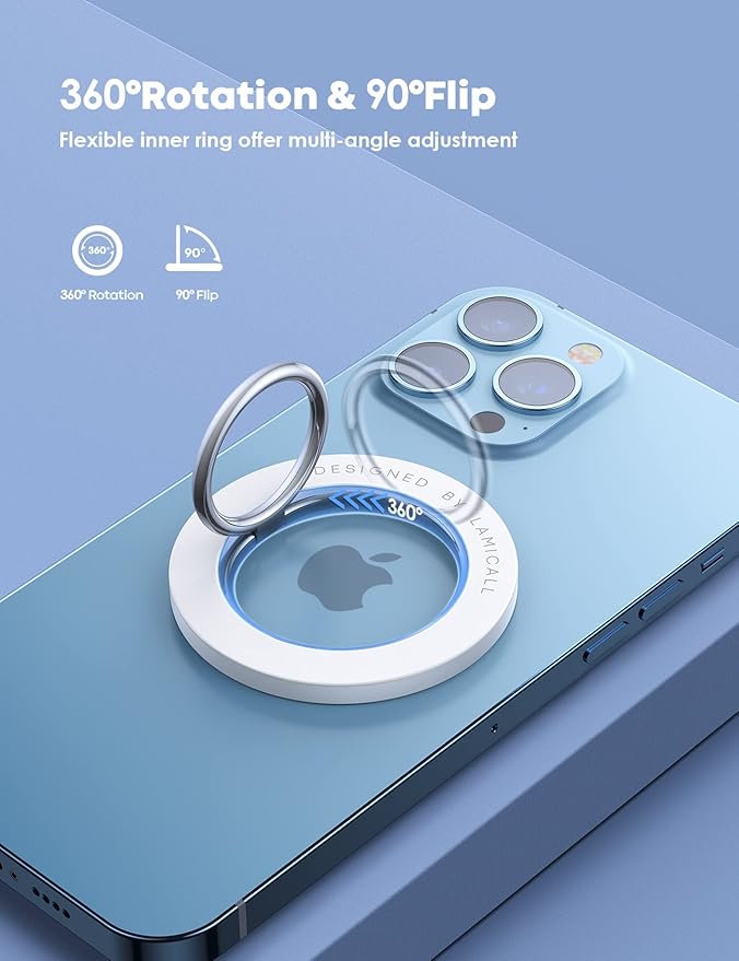 Lamicall Magnetic Phone Grip for MagSafe Accessories - 2025 [Upgraded Strong Magnet] Finger Ring Holder, 1s Snap Stand, Mag Safe Kickstand Accessories for iPhone 16 Pro Max, Androids
