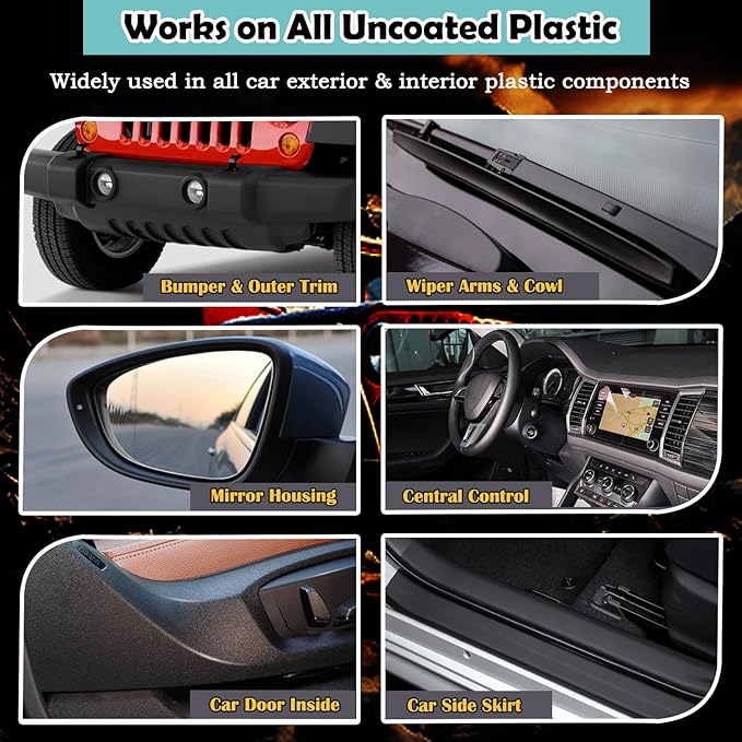 Plastic Refurbishment, Car Trim & Plastic Restorer for Refreshing Faded Plastic, Leather, Vinyl & Rubber Trim with Polish, Automotive Shiny Stuff, Black Exterior & Interior Care-200ml