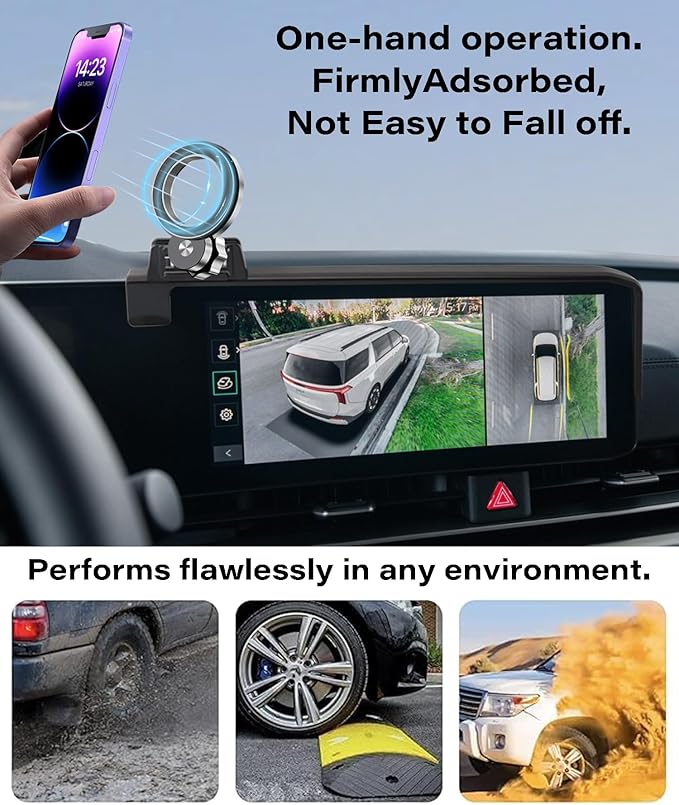 Car Phone Holder for 2025 2026 KIA Carnival/Carnival EV Accessories Apply to 12.3 Inch Touch Screen Fixed Clip Magnetic Cell Phone Mount Hands-Free 360 Degree Rotation