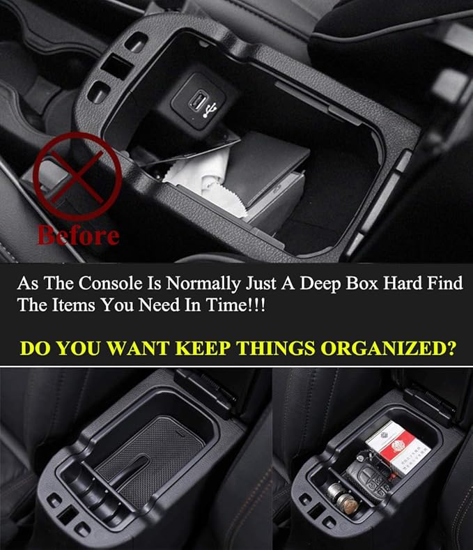 YOCTM Black Center Console Armrest Storage Box Phone Holder Pallet Organizer Cover Trim for Jeep Compass 2017 2018 2019 2020 2021 Interior Car Styling Accessories (Pack of 2)