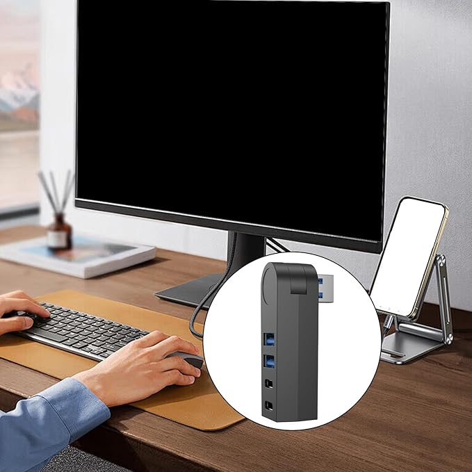 4 in 1 USB3.0 Hub 270 Degree Rotatable Port USB Splitter Power Adapter Multiple Expander USB3.0 for Rotating USB