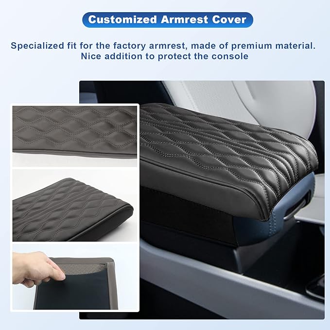 CDEFG Center Console Cover for 2023 Kia Sportage NQ5 Armrest Cover Console Lid Pad Arm Rest Elbow Cushion Seat Box Cover Protector Leather 5th Generation Sportage NQ5 Accessories (Black)