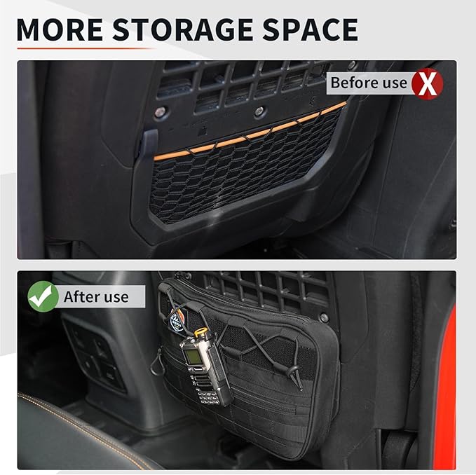 Seat Storage Bags, Storage Pockets, Interior Storage, Accessories. for Ford Bronco 2021-2025 2/4 Door (Front Seat 2PCS)