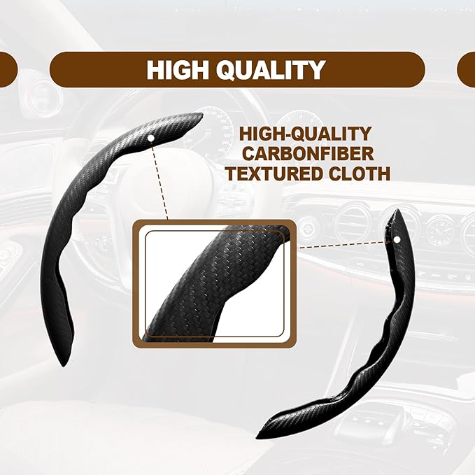 Car Interior Accessories Butterfly Steering Wheel Cover Car Carbon Fiber Anti-Skid Steering Wheel Cover (Black)