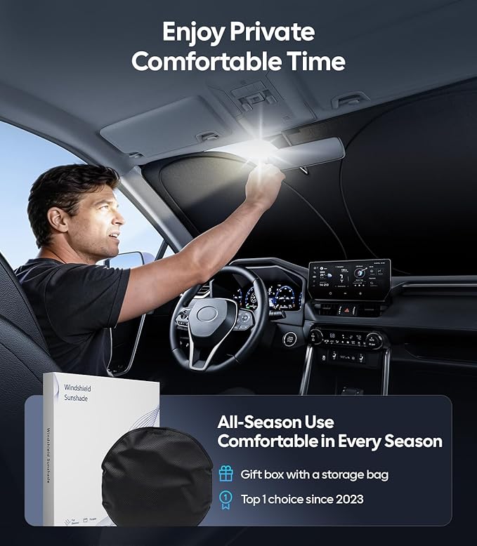 Wigoo Windshield Sunshade for Nissan Sentra 2020-2026 [100% Sun Block, 4th-Gen Cooling Tech] Foldable Heat Insulation Front Window Sunshade with Storage Bag, Compatible with Nissan Sentra
