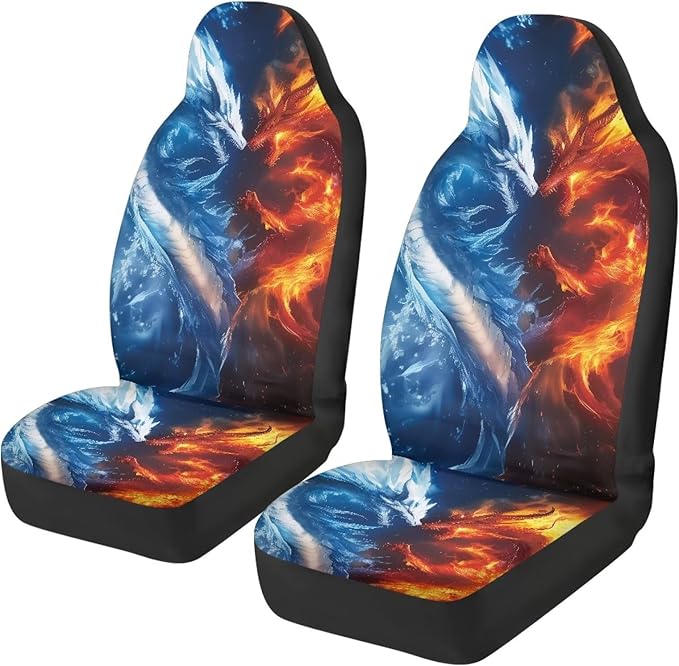 Cool Dragon Car Front Seat Covers Soft Car Seat Cover Easy Installation Breathable Front Seat Cover Protection Interior Accessories Universal for Auto SUV 2 Pcs