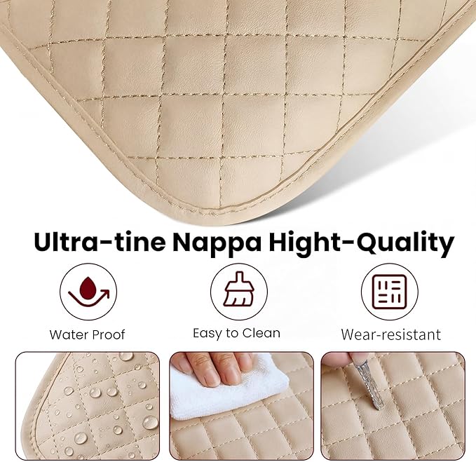 Upgraded Car Middle Center Console Cover,Microfiber Leather Car Armrest Cover Cushion with 2 Storage Bags,Universal Car Armrest Storage Box Car Interior Accessories for Most Vehicles (Beige)