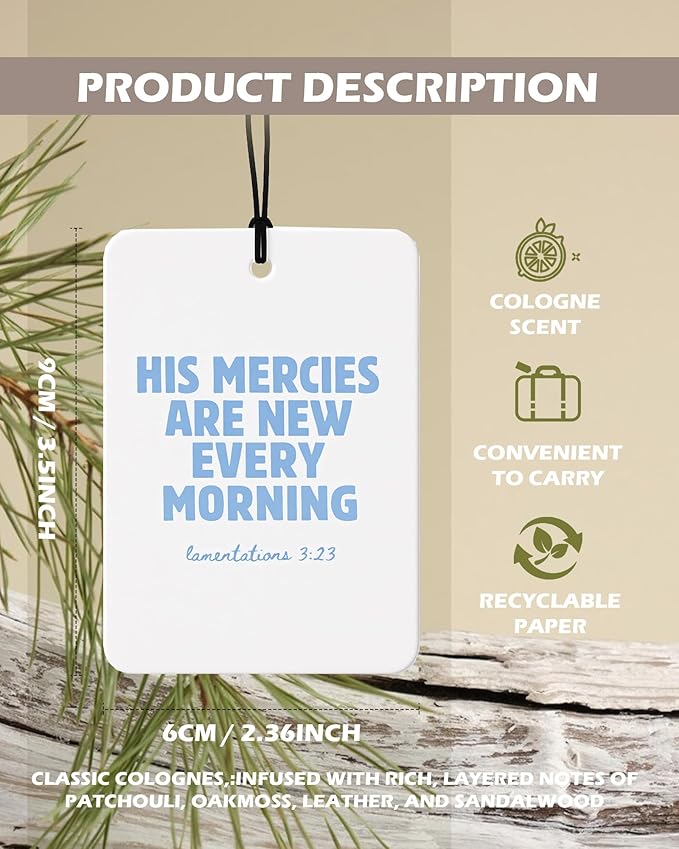 Cute Blue Christian Car Air Freshener 4 Pcs, Preppy Floral Religious Bible Verse Hanging Air Freshener for Cars Bathroom Dorm Books Decor, Pink Girly Accessories Gifts for Women Girls