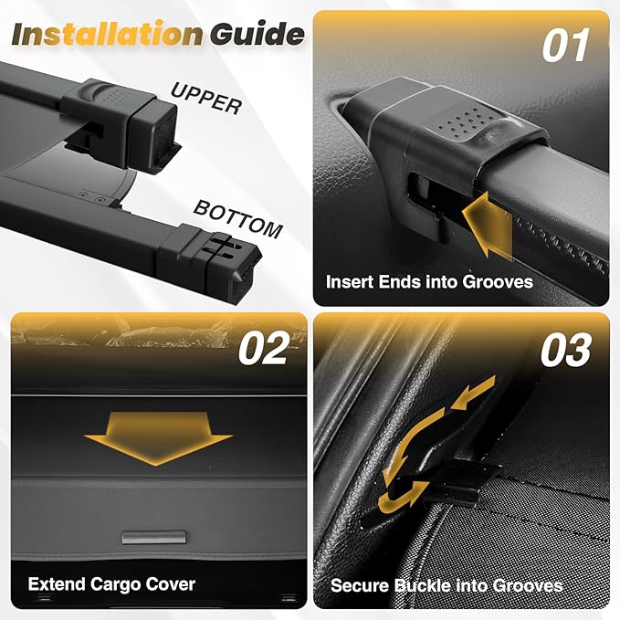 Trunk Cargo Cover for Honda CRV 2026-2023, Anti - Peeping Retractable Security Shade for Privacy, with Canvas Ends, CRV Accessories