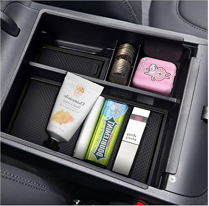 SXCY for 2023 2024 Hyundai Tucson/Santa Cruz Center Console Organizer for 2022-2024 Tucson NX4 / Santa Cruz Limited Armrest Console Tray 2024 Tucson Accessories ABS Armrest Console Storage(Black)