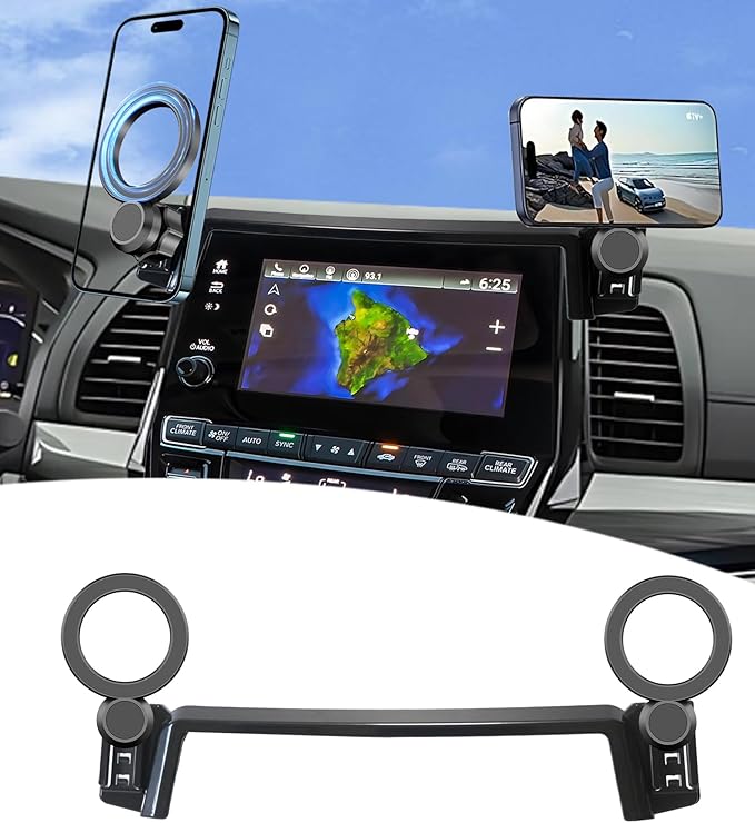 Magnetic Car Phone Mount for 2018-2024 Honda Odyssey Accessories, for MagSafe Strong Magnets Cell Phone Holder 8-Inch Screen Cradles, with Portable Phone Gripper 360° Rotation
