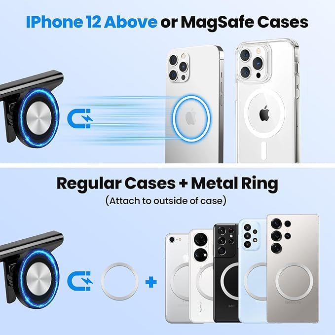 Karltys 2800gf Magnetic Phone Holder, Screen Base Phone Mount with iPhone MagSafe, 360° Rotation Phone Holder for Toyota Land Cruiser J250 250 2024 2025 2026 8/12.3" Screen Accessories