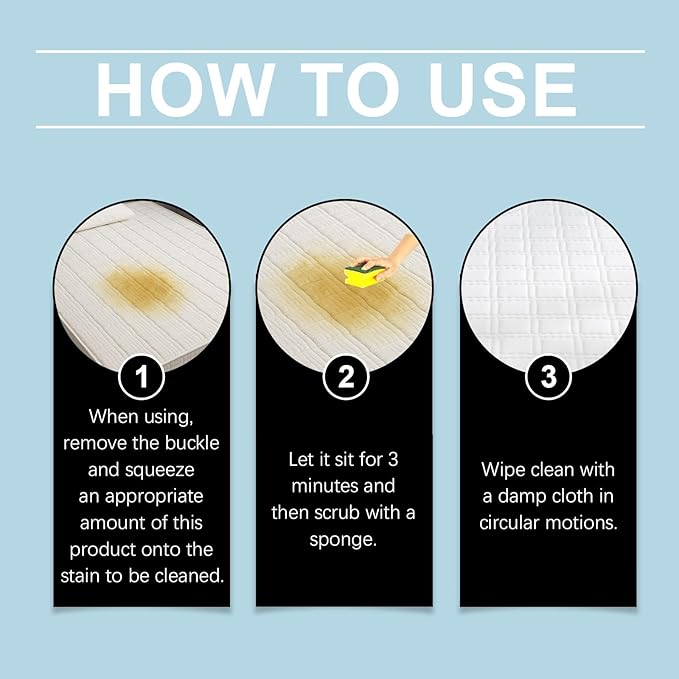 Powerful Mattress Dry Cleaning Foam, Mattress Cleaner and Stain Remover, No-Scrub Fabric Spot Remover for Yellow Stain, Blood, Wine, Coffee & Cosmetics on Mattress, Couch, Clothes, Car Seat& Rugs (1)