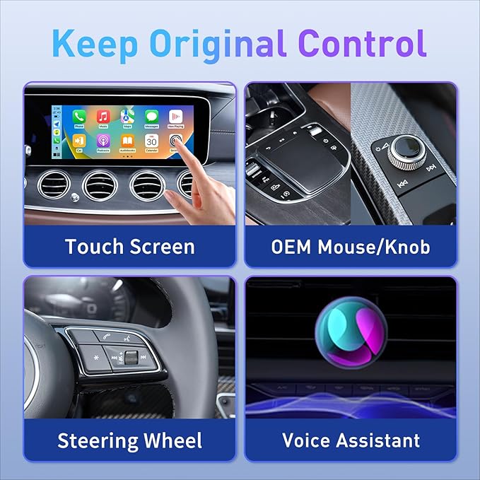 Wireless CarPlay Adapter for iPhone, Car Play Wireless Adapter Mini Size with USB A/USB C Extension Cable for Cars with Built in Wired CarPlay, Plug and Play, No Latency & Stable Connection