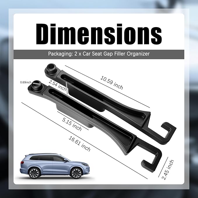 2PCS 2026 New Car Seat Gap Filler Organizer,in Between Car Seat Catcher with Phone Holder & Sunglass Holder & Cars Hook,Universal Cars Gap Seats Filler to Avoid Items Falling