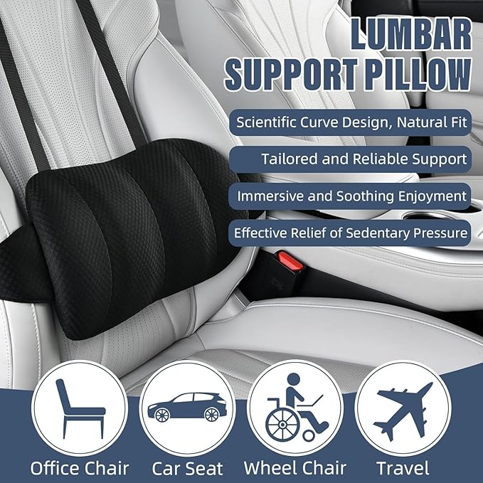 1 Piece Automotive Seat Lumbar Support Pillow for Toyota Camry 2007-2011, Driving Lower Back Cushion Ergonomic Orthopedic Posture Rest