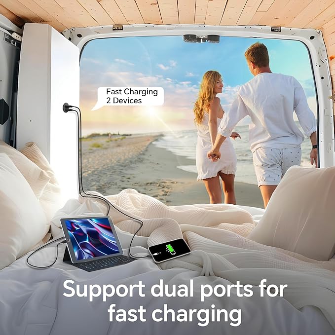 50W 12V USB Outlet Dual 25W USB-C Charger PD 3.0 Aluminum Fast Charging Socket, Replacement Car Charger Accessories for RV Camper Trailer Truck Boat Golf (2Pcs)