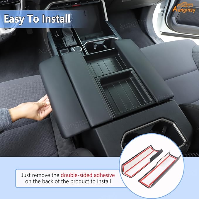 Upgrade Center Console Armrest Protector Cover Compatible with Toyota Tundra 2022+ & Sequoia 2023+, Central Control Armrest Seat Box Cover Cushion Lid Protector Pad Waterproof Anti-Scratch Accessories