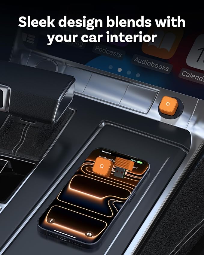 OTTOCAST Mini Cube 3.0 Wireless CarPlay & Android Auto Adapter 2026– Plug & Play, Fast Auto-Reconnect (Orange)
