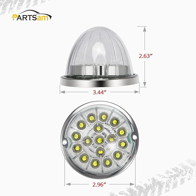 Partsam 1PCS Dual Revolution 17 Led Watermelon Light for Semi Truck, Amber Turn Signal and Marker to White Auxiliary Light, Underglow Lights Compatible with Freightliner Kenworth Peterbilt