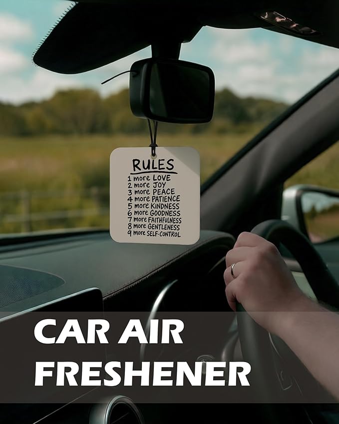 Neutral Christian Square Citrus Car Air Freshener 4 Pcs, Beige Religious Bible Verse Hanging Air Freshener for Cars Bathroom Dorm Books Decor, Christian Accessories Gifts for Women Men