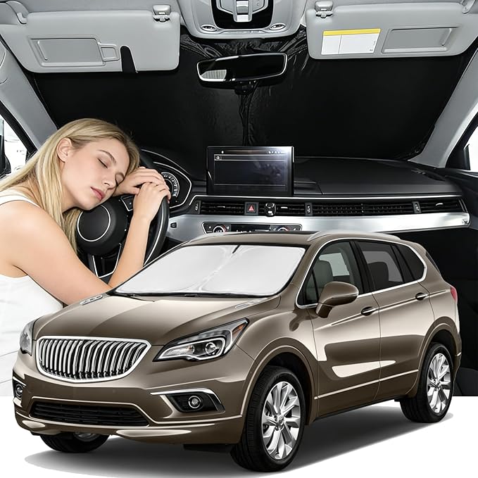 Windshield Sunshade for Buick Envision 2016-2020 Sun Shade Car Windshield Accessories Upgrade 4 Layers Blocks UV Rays Custom Fit Envision 240T Car Window Shades Front Windshield Keep Cool
