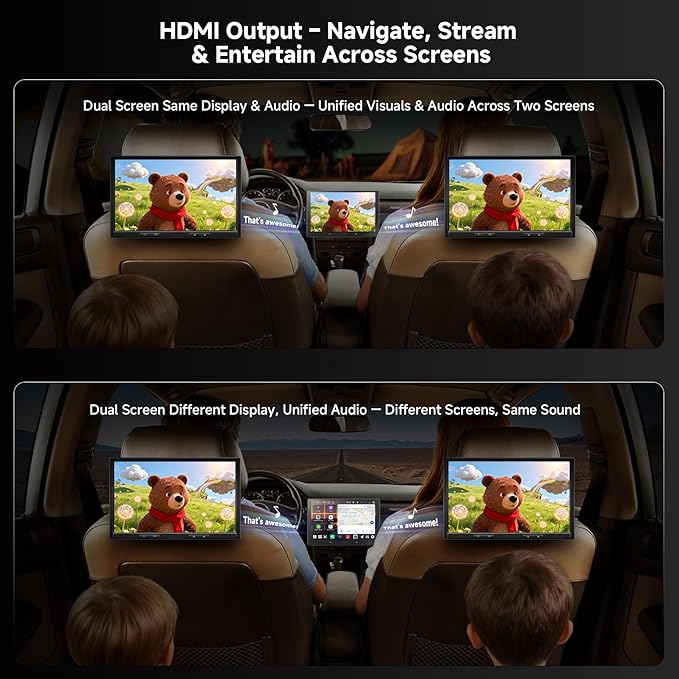V10 10inch QLED Android Double Din Car Stereo, 6G+128G, 4G LTE, in‑Car Karaoke, Pro DSP w/4V Pre-Outs, 4 Channel Dash Cam Recording, Supports 8K Video, Wireless CarPlay&Android Auto