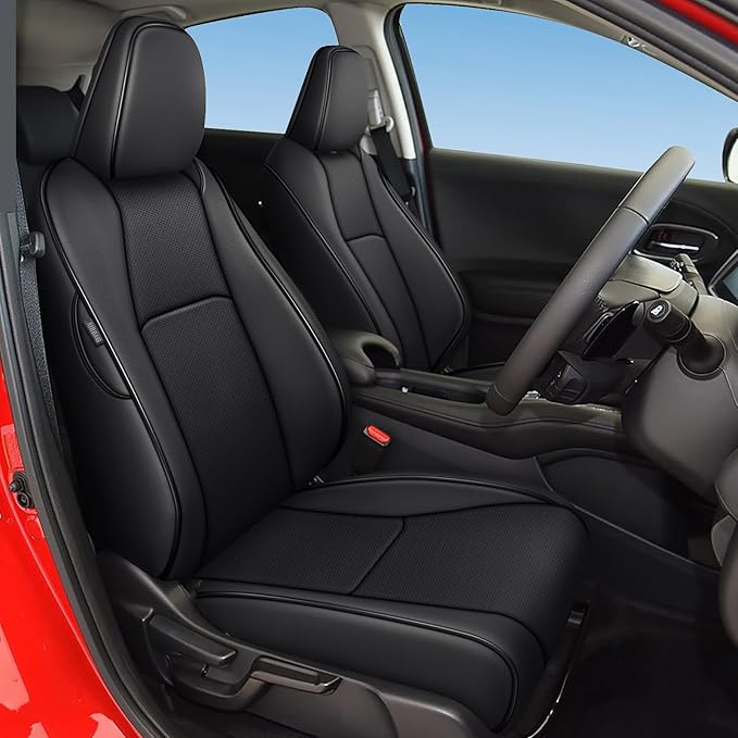 AOMSAZTO Custom Fit Seat Covers for Honda HR-V 2019 2020 2021 2022 EX, Sport, EX-L,Touring Full Set Faux Leather Black