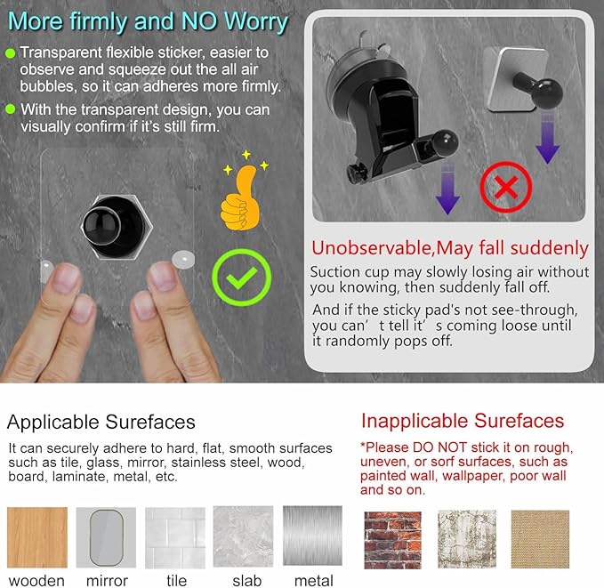 OCEANLOVE for MagSafe Wall Mount Magnetic Phone Holder, 2 Pack, Self-Adhesive, Rotatable Ball,Waterproof, Compatible with iPhone 17/16/15/14/13/12, Shower Mirror Gym Bathroom Kitchen (Black)