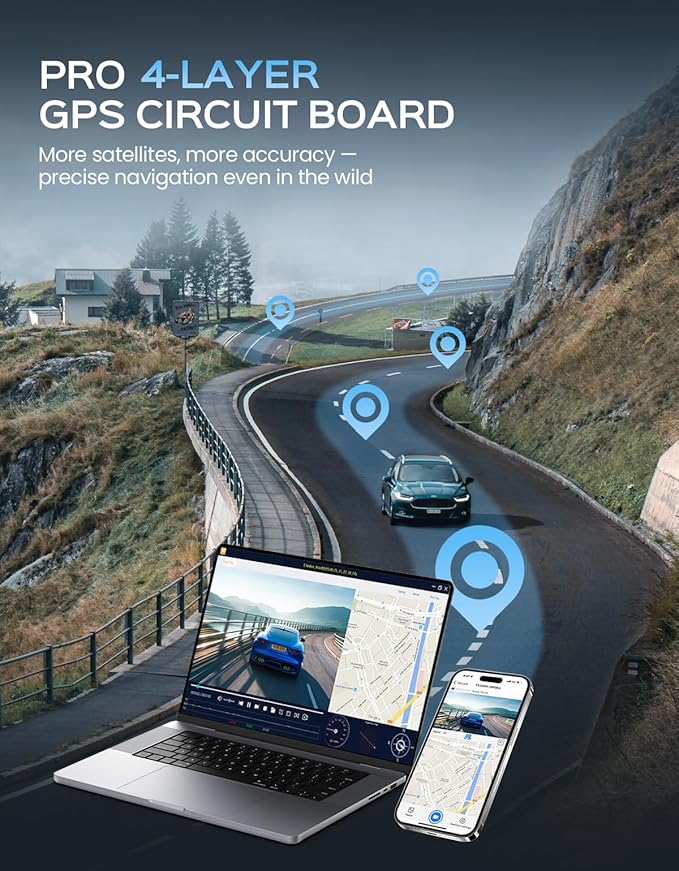 TECXERLLON 4K Dash Cam Front and Rear with ADAS Assist, Free 128GB Card Included, Built-in GPS & 5G WiFi, G-Sensor, Dash Camera with No-Light Night Vision,170°/150° Wide View, 24H Parking Mode