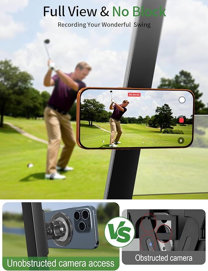 GBEAST Magnetic Golf Cart Phone Holder Compatible with MagSafe for iPhone 12-17 Series,360° Rotation Golf Accessories for Men Women,N52 Magnets Phone Mount for EZGO/Club Car/Yamaha, Ideal Golf Gifts