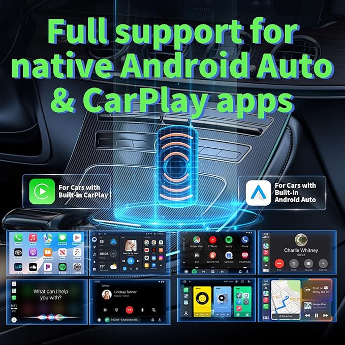 Wireless CarPlay Adapter for iPhone, Convert Wired to Wireless Apple CarPlay, Plug & Play, No Delay, Mini Size, Black, USB & USB-C Compatible, for Cars 2016,Compatible with iOS & Android