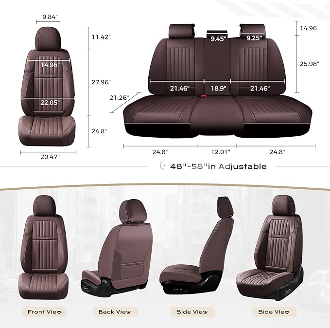 Coverado Car Seat Covers Front Seats, Seat Covers for Cars, Car Seat Protector, 2-Pack Car Seat Cushion Nappa Leather, Waterproof Seat Covers Carseat Cover Universal Fit for Most Cars Trucks(Coffee)