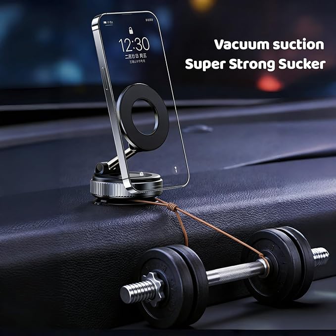 Upewefi 2026 Upgraded Car Phone Holder for Mag Safe, 3000gf Strongest Magnetic, 360° Adjustable Car Phone Holder, Phone Holders for Your Car (1pcs-Silver Black)