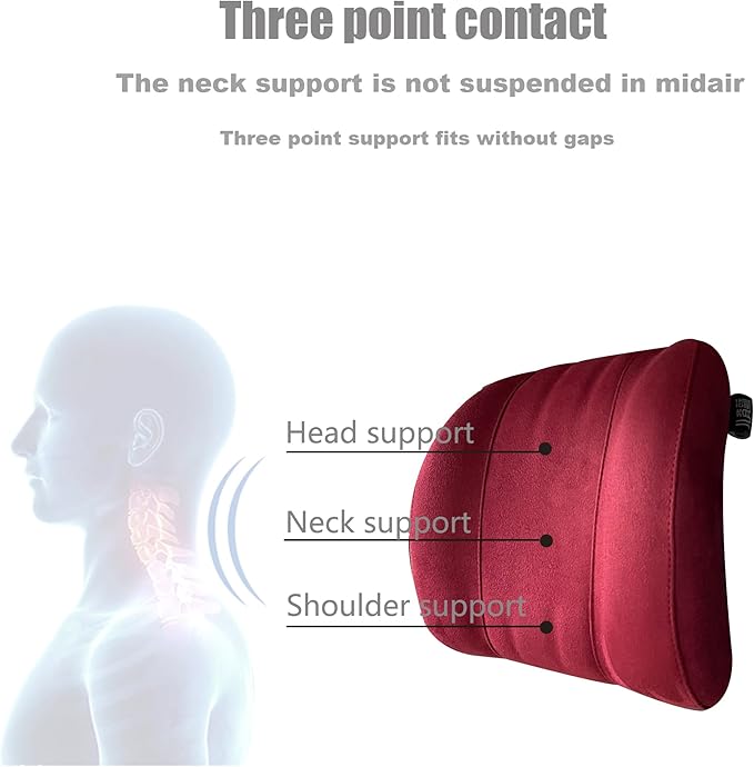 Car Neck Pillow Headrest, Memory Foam Car Headrest Pillow,Headrest Pillow for Car Relax Head Muscles and Relieve (Wine red)
