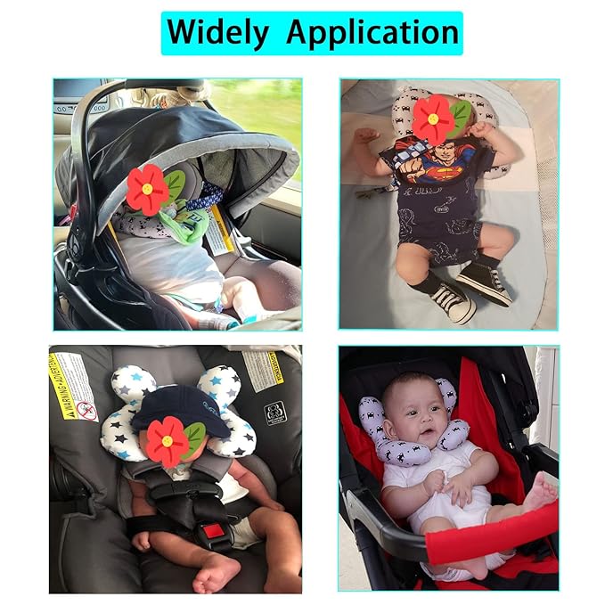 Baby Car Seat Head Support Pillow -Baby Travel Pillow Toddler Infant Head and Neck Support for Car Seat,Pushchair -Bear