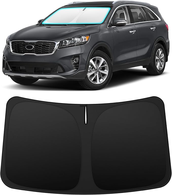 INSAUTO Custom Fit Windshield Sun Shade Accessories for Kia Sorento 2016-2020, Foldable Front Window Sunshade, UV & Heat Reflector, Keeps Interior Cool, Includes Storage Bag