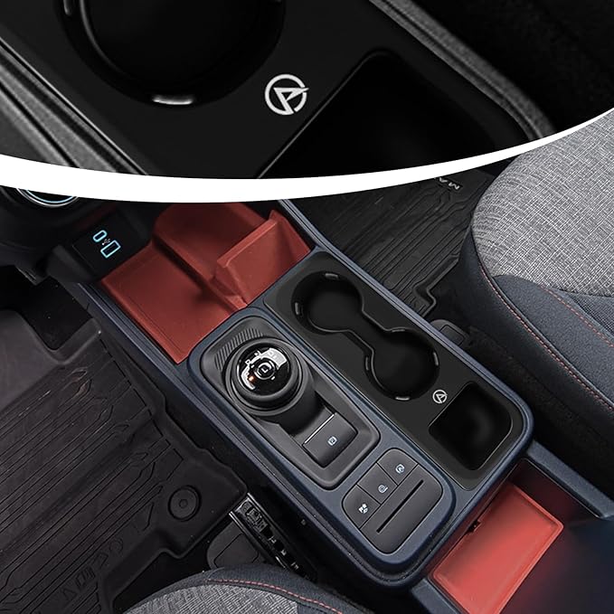 Muslogy Center Console Cup Holder Inserts Compatible with 2022-2026 Ford Maverick Accessories Middle Console Drink Holder Silicone Black Organizer Non-Slip Drink Stopper
