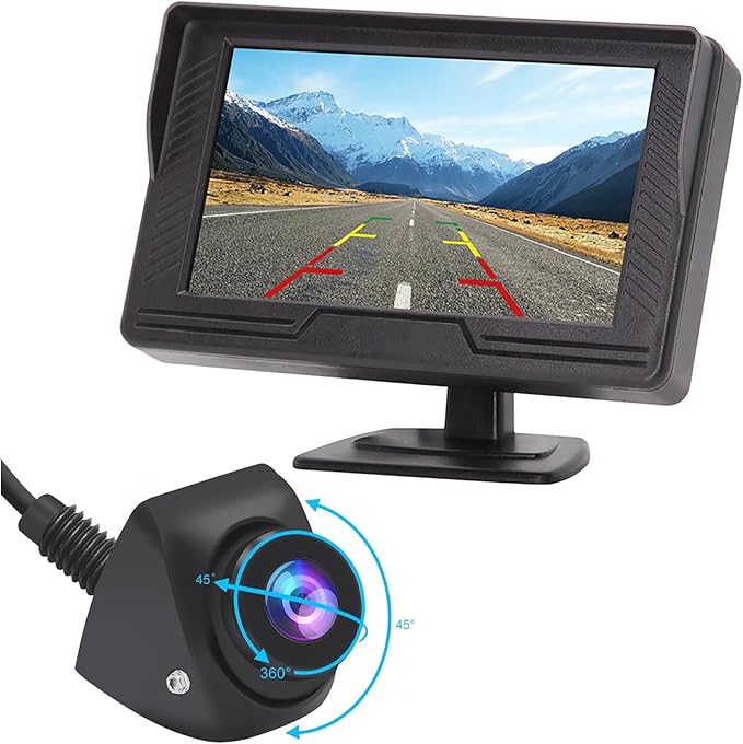 B-Qtech Car Backup Camera Monitor System Rear View Reverse Camera Waterproof Night Vision DIY Guide Lines LCD 1080P Display for Cars Truck Off-Road SUV Van Jeep UTV