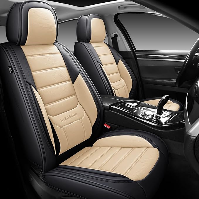 Seat Covers, Car Seat Covers Front Seats, Car Seat Cover, Car Seat Protector Waterproof, Car Seat Cushion Nappa Leather, Beige Seat Covers Carseat Cover Universal Fit for Most Cars